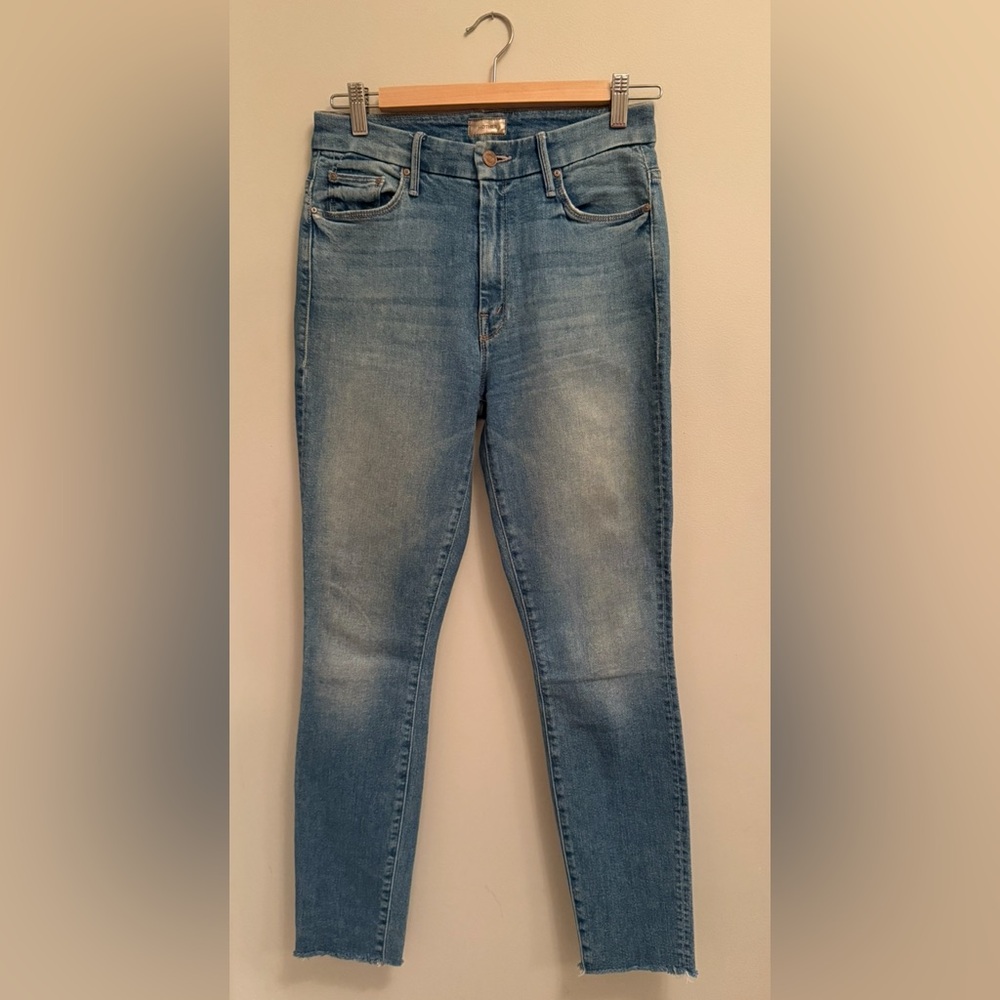 MOTHER High Waisted Looker Ankle Fray Jeans - “Shoot to Thrill”